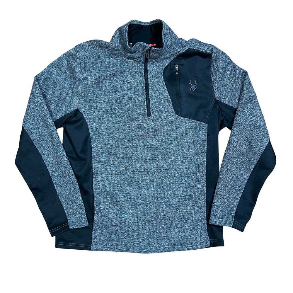 SPYDER Raider ‎ 1/4 Zip Gray Mock Neck Fleece Lining Pullover Size Large